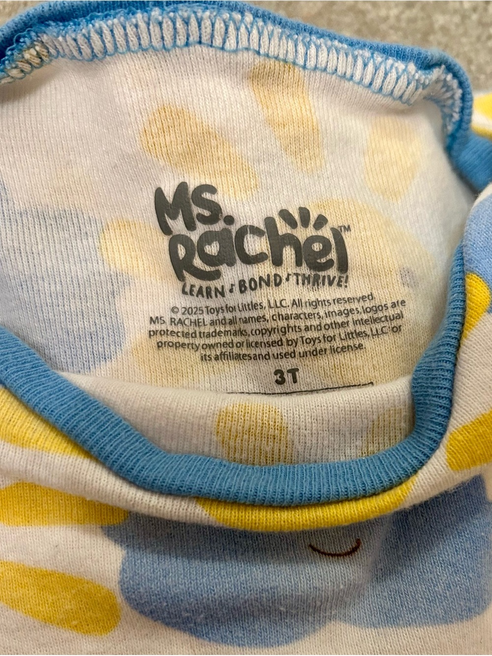 Ms.Rachel Pajama Sets - Blue, Yellow & White - Picture 2 of 2